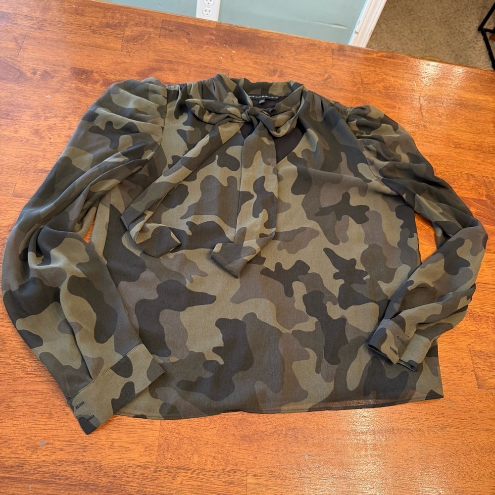 White House Black Market Camouflage Blouse size medium